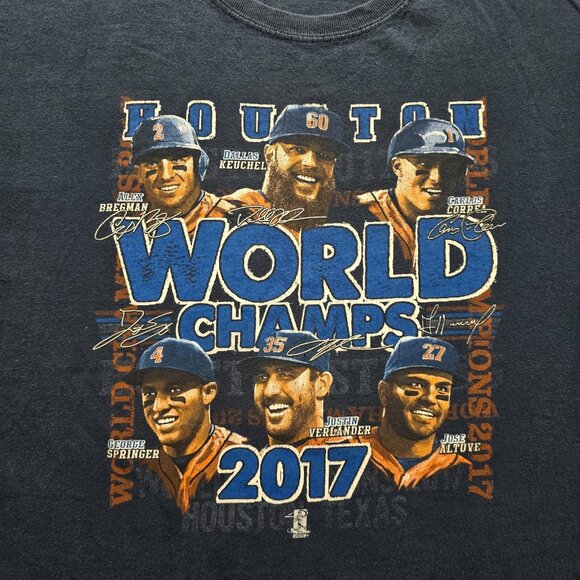 Houston Astros Tshirt Mens XL Blue 2017 World Champs MLB Baseball Graphic Print - Picture 2 of 9